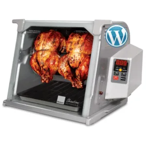 A Ronco Rotisserie Oven with the WordPress logo pasted on the right side.